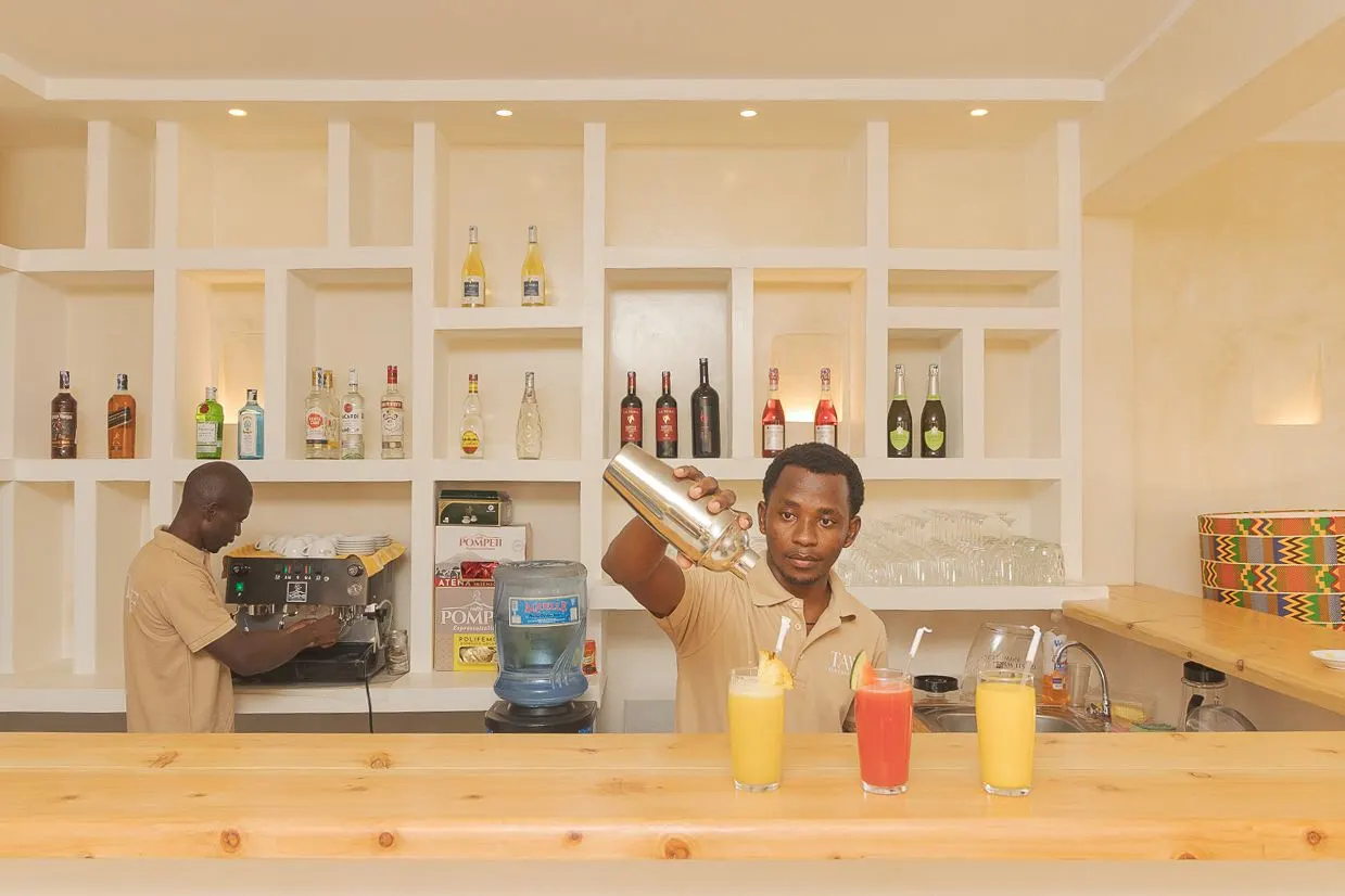 Cocktails being shaken at the bar